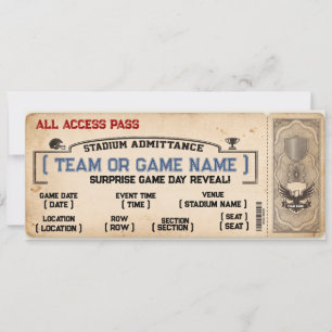Vintage-Sportstadion-Ticket-Geschenk-Enthüllungs-G Einladung