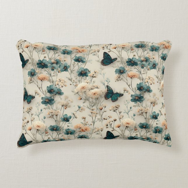 Vintage Spring Flowers and Butterflies Dekokissen (Vorderseite)