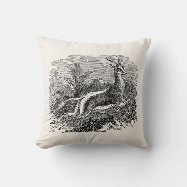 Vintage Springbok-Antilopen-Gazelle personalisiert Kissen (Vorderseite)