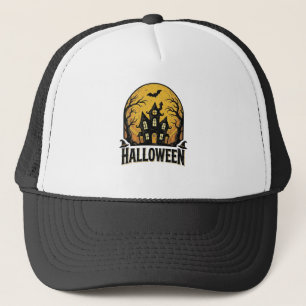 Vintage Spukhaus Halloween-Shirt-Design_1 Truckerkappe