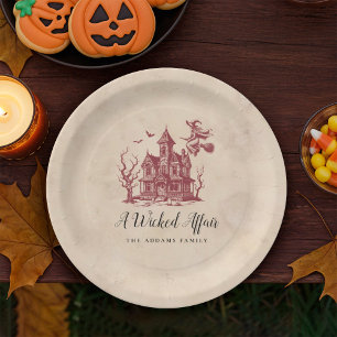 Vintage Spukhaus Hexe Halloween-Party Pappteller