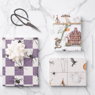 Vintage-spukiger Cottagecore-Halloween Geschenkpapier Set