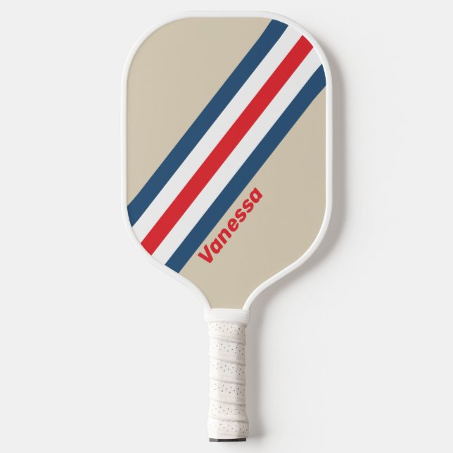 Vintage Squadron-Streifen mit Namen Pickleball Schläger (Vorderseite)