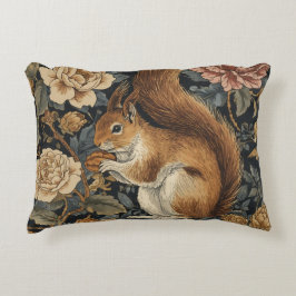 Vintage Squirrel and Flowers Pattern Dekokissen