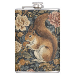 Vintage Squirrel and Flowers Pattern  Flachmann