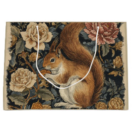 Vintage Squirrel and Flowers Pattern  Große Geschenktüte