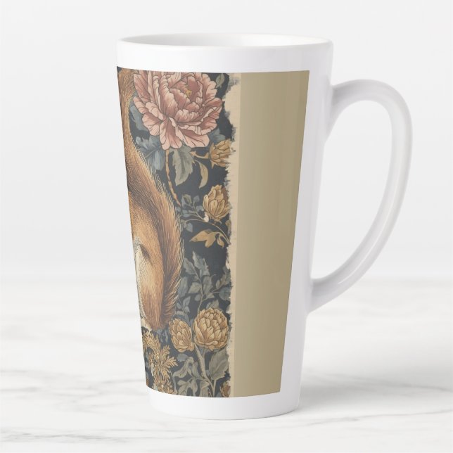Vintage Squirrel and Flowers Pattern  Milchtasse (Rechts)