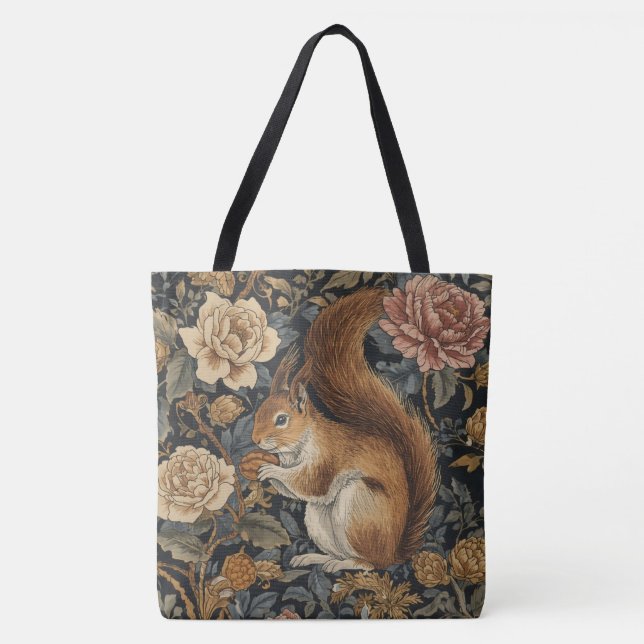 Vintage Squirrel and Flowers Pattern  Tasche (Vorderseite)