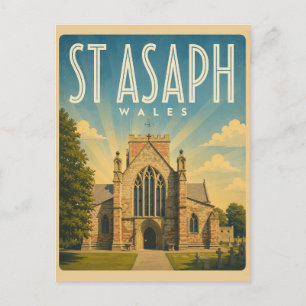 Vintage St Asaph, Nordwales Geschenke und Souvenir Postkarte