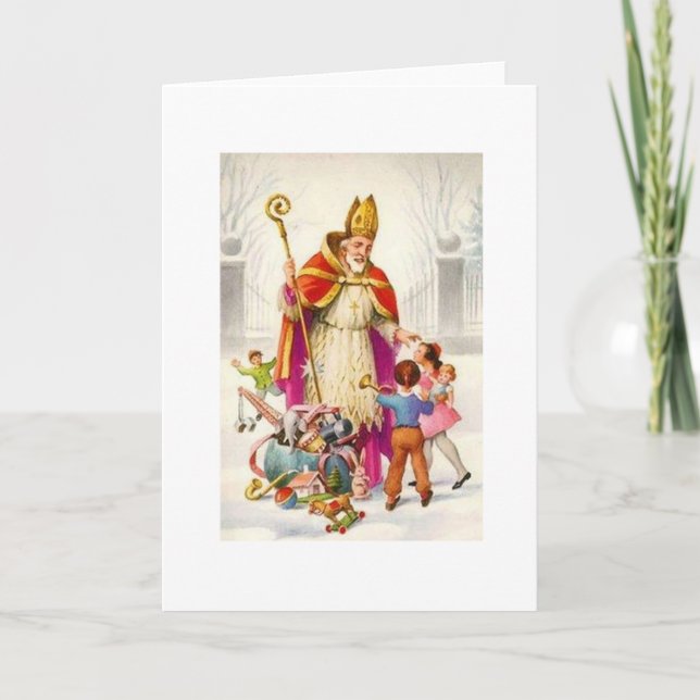 Vintage St. Nicholas Grußkarte Feiertagskarte (Vorderseite)