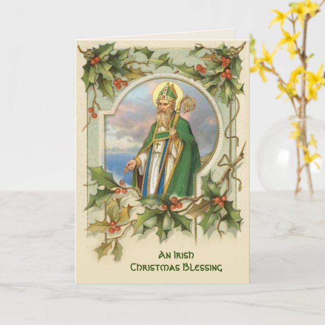 Vintage St. Patrick Irish Christmas Blessing Karte (Gelbe Blume)