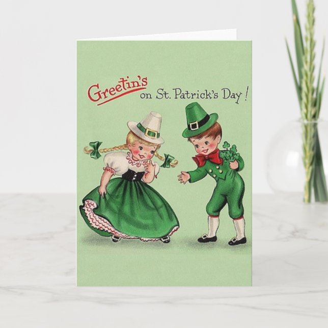 Vintage St Patrick Tagesgruß-Karte Karte (Vorderseite)