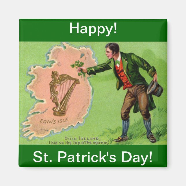 Vintage St. Patrick's Day Erin's Isle Magnet (Vorne)