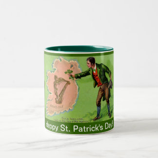 Vintage St. Patrick's Day Erin's Isle Zweifarbige Tasse