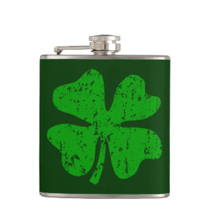 Vintage-St.-Patricks-Day-Flasche mit grünem Kleebl Flachmann
