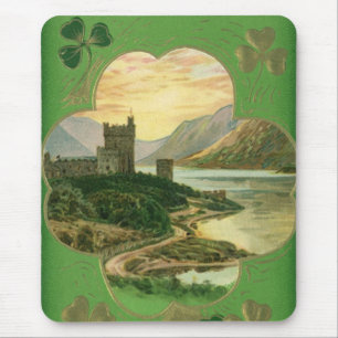 Vintage St. Patrick's Day Grüße Shamrock Schloss Mousepad