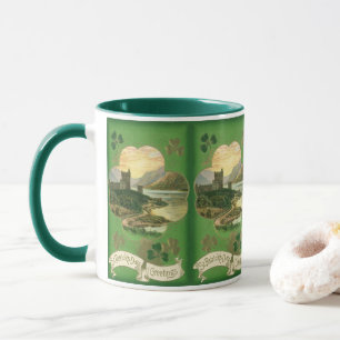 Vintage St. Patrick's Day Grüße Shamrock Schloss Tasse