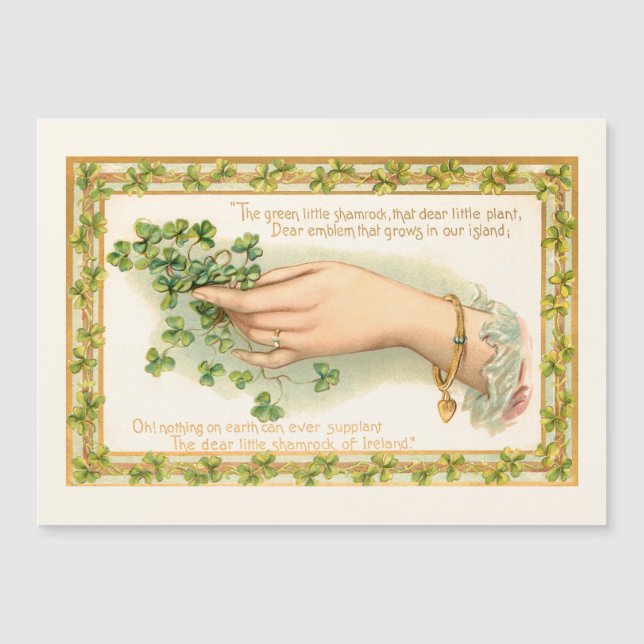 Vintage St. Patrick's Day Kleeblatts Magnetkarte (Vorderseite)