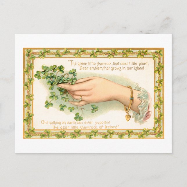 Vintage St. Patrick's Day Kleeblatts Postkarte (Vorderseite)