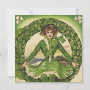 Vintage St. Patrick's Day, Kranz mit irischer Jung Karte