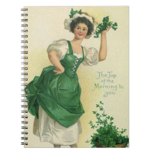 Vintage St. Patrick's Day-Lady, Glückskleeblatt Notizblock