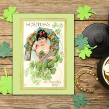 Vintage St. Patrick's Day Lassie with Horseshoe