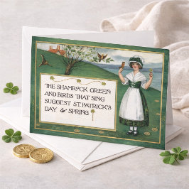 Vintage St. Patrick's Day mit irischem Mädchen Feiertagskarte