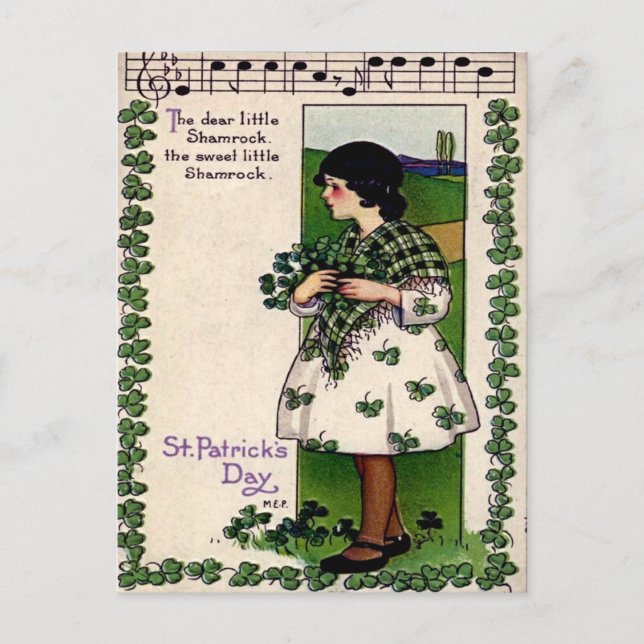 Vintage St. Patrick's Day Postkarte (Vorderseite)