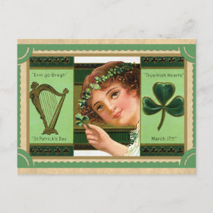 Vintage St. Patrick's Day Shamrock Erin Go Bragh Postkarte