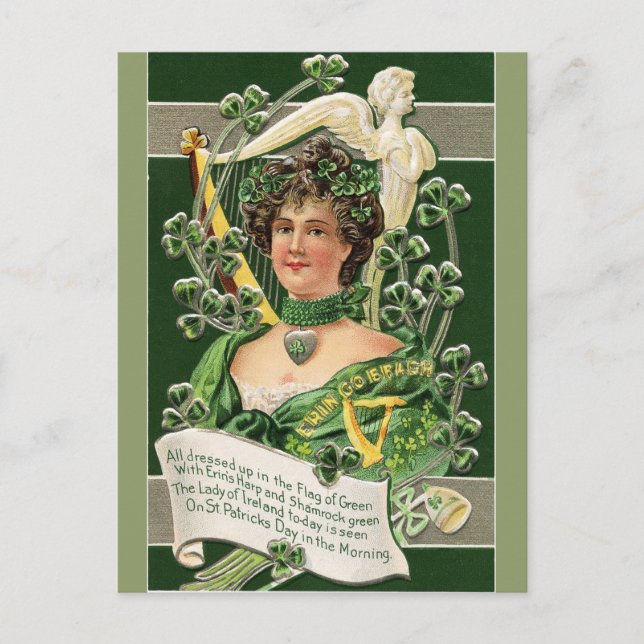 Vintage St. Patrick's Lady of Ireland Postkarte (Vorderseite)