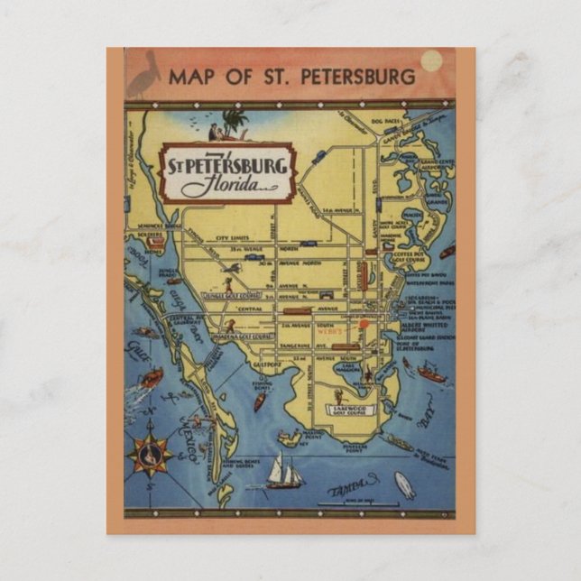 Vintage St. Petersburg Florida Karte (Vorderseite)