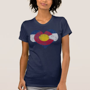 Vintage Staats-Flagge von Colorado-Herzen T-Shirt
