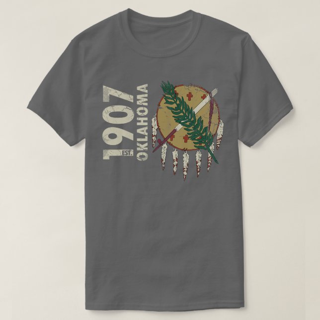 Vintage Staatsflagge von 1907 Oklahoma T-Shirt (Design vorne)