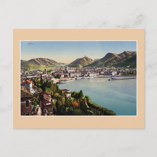 Vintage Stadt Como, Comosee Italien Postkarte (Vorderseite)