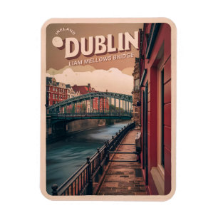 Vintage Stadt Dublin, Irland Magnet