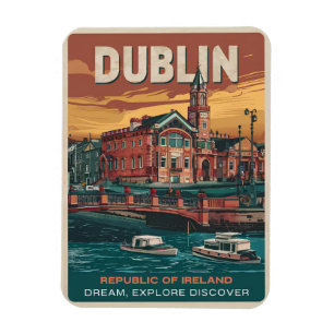 Vintage Stadt Dublin, Irland Magnet