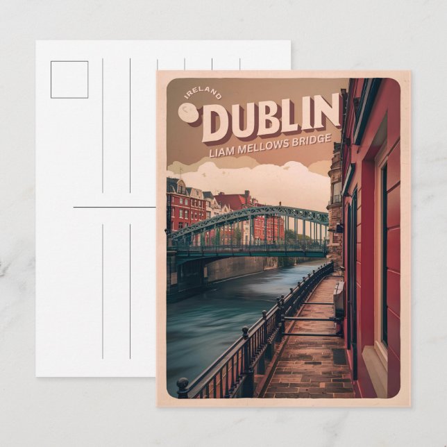 Vintage Stadt Dublin, Irland Postkarte (Vorne/Hinten)