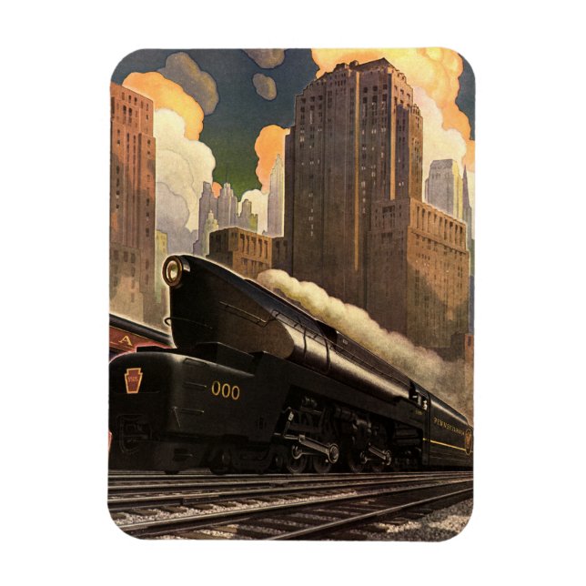 Vintage Stadt, T1 Duplex-Zug auf Eisenbahnstrecken Magnet (Vertikal)