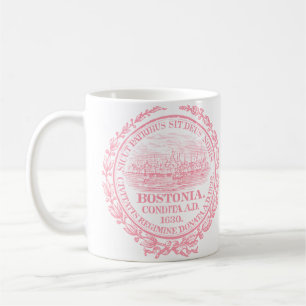Vintage Stadt von Boston-Siegel, rosa Kaffeetasse