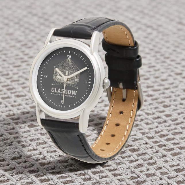 Vintage Stadtkammern Klassisches schwarzes Leder Armbanduhr (Von Creator hochgeladen)