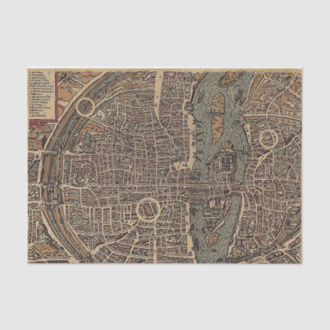 Vintage Stadtkarte Seidenpapier (Vorderseite)