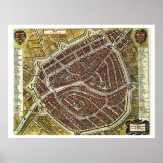 Vintage Stadtkarte von Leiden Poster