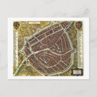 Vintage Stadtkarte von Leiden Postkarte