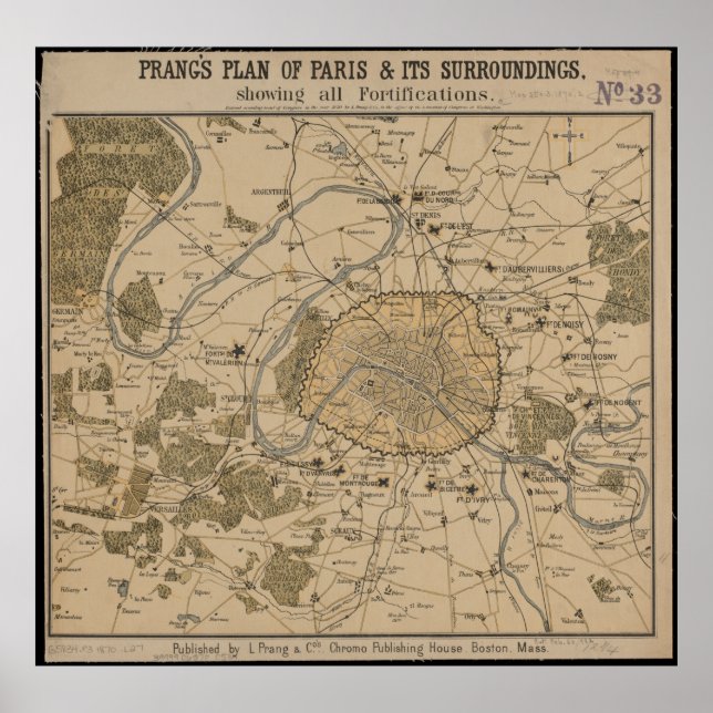 Vintage Stadtpläne von Paris, Frankreich Antike Ka Poster (Vorne)