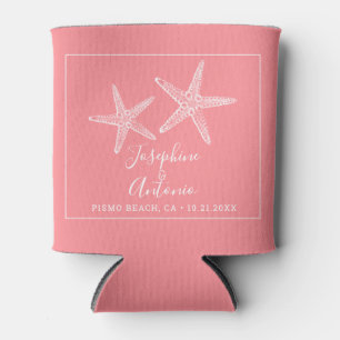 Vintage Starfish Coral Pink Beach Wedding Gefallen Dosenkühler