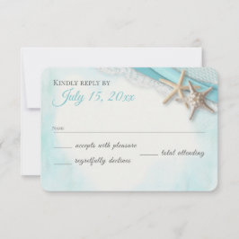 Vintage Starfish Schnüre und Blue Ribbon am Ozean RSVP Karte