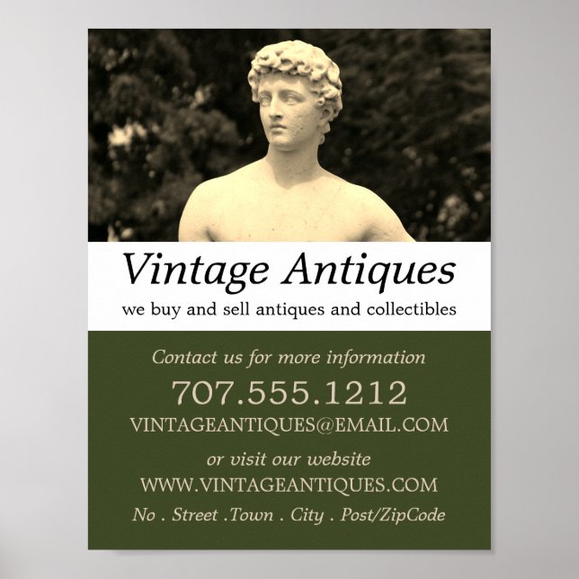 Vintage Statue, Antiquitätenhändler, Geschäft Poster (Vorne)