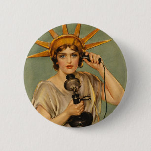 Vintage-Statue der Freiheit, WWI-patriotische Krie Button