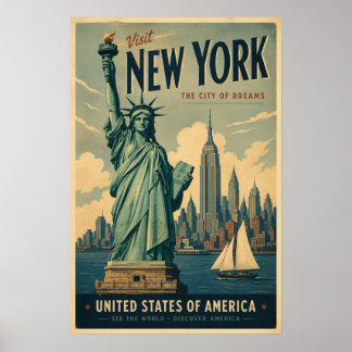Vintage Statue of Liberty New York Reise Poster