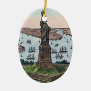 Vintage-Statue of Liberty-NYC-Hafen-Kunst 1885 Keramik Ornament